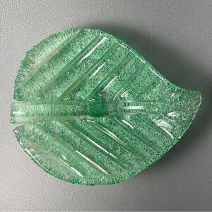 Murano Overshot Blown Glass Leaf Dish